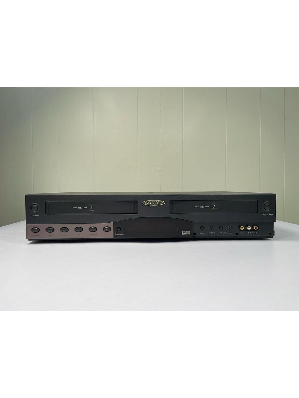GoVideo DDV9556 Dual Deck VHS VCR Hi-Fi 2 Tape Player Tested Both Sides Work